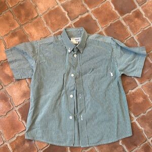 JACADI green and white short sleeve cotton button-down size 6